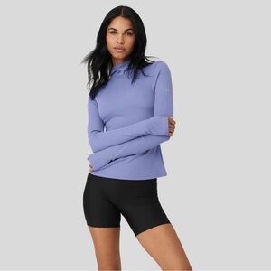 ALO Yoga Alosoft Ribbed Frontrunner Long Sleeve Top in Infinity Blue